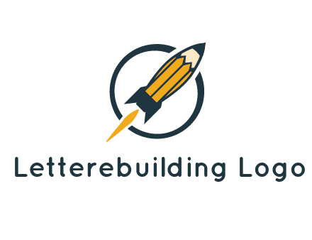 pencil forming rocket with flame in circle