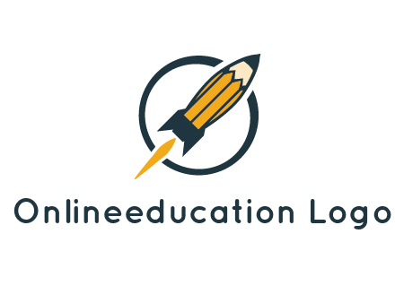 pencil forming rocket with flame in circle
