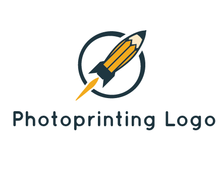 pencil forming rocket with flame in circle