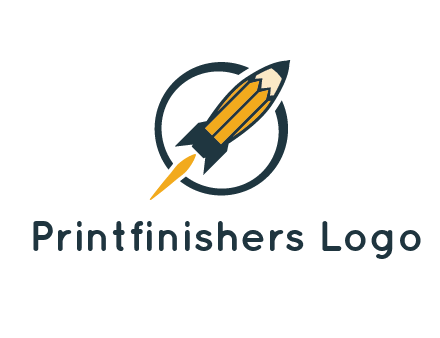 pencil forming rocket with flame in circle