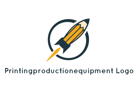 pencil forming rocket with flame in circle