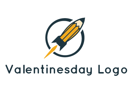 pencil forming rocket with flame in circle