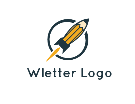 pencil forming rocket with flame in circle