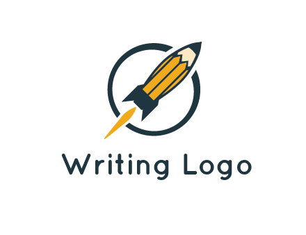 pencil forming rocket with flame in circle