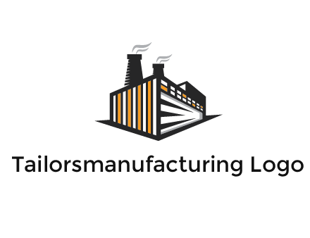 3D factory with steams from chimney