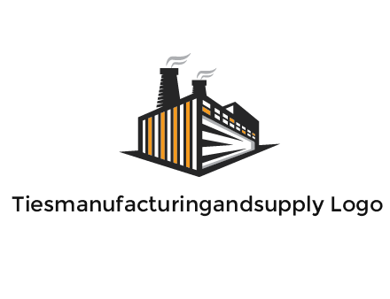 3D factory with steams from chimney