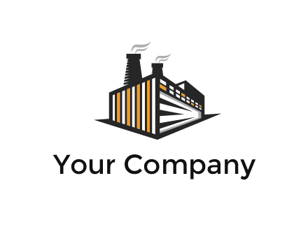 3D factory with steams from chimney