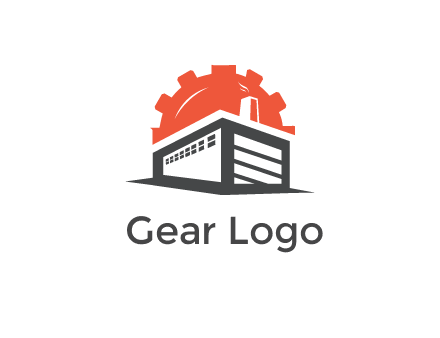 gear behind line art factory