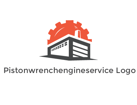 gear behind line art factory