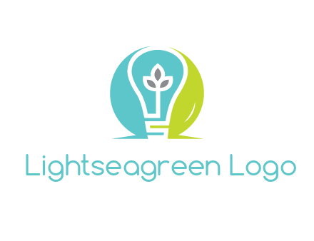 negative spacing line art bulb in circle with leaves