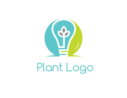 negative spacing line art bulb in circle with leaves