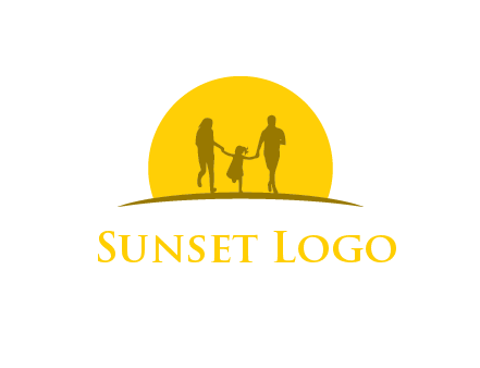 family enjoying the sun set logo