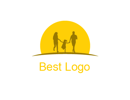 family enjoying the sun set logo