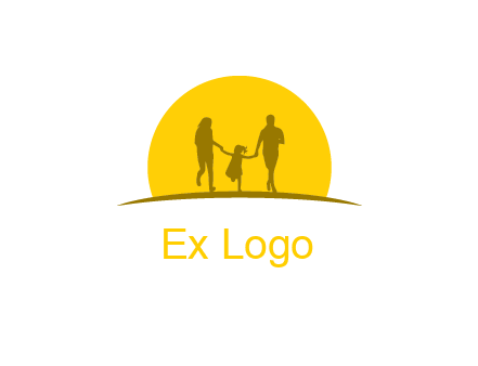 family enjoying the sun set logo