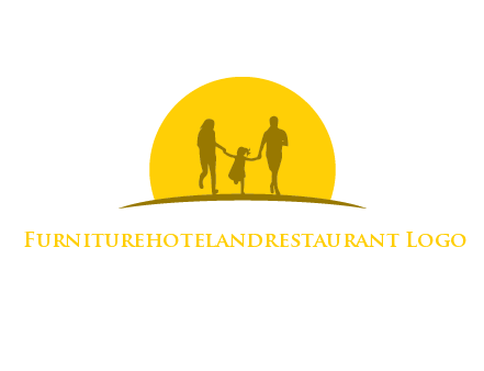 family enjoying the sun set logo