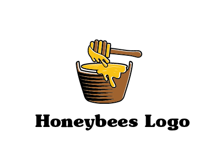 honey dipper with bucket of honey