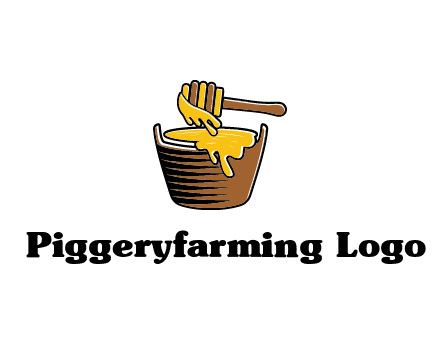 honey dipper with bucket of honey