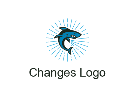 spark in circle behind angry shark 