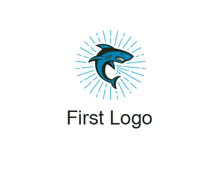 spark in circle behind angry shark 