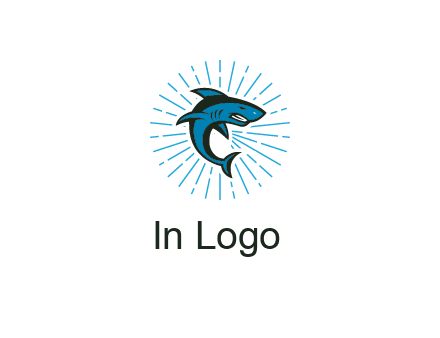 spark in circle behind angry shark 