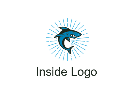 spark in circle behind angry shark 
