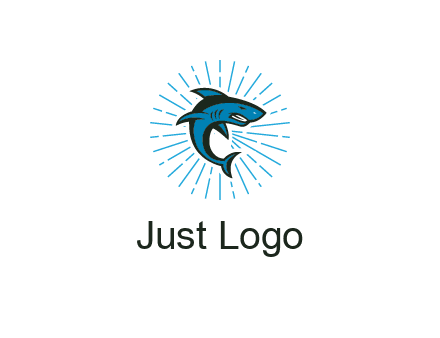 spark in circle behind angry shark 
