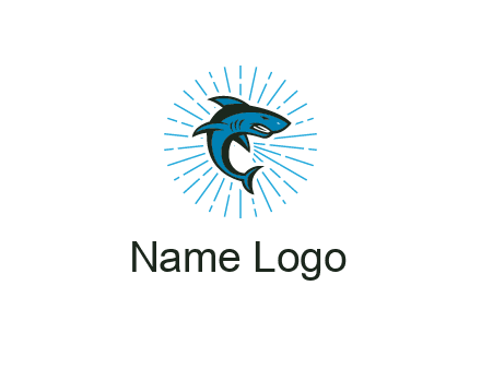 spark in circle behind angry shark 