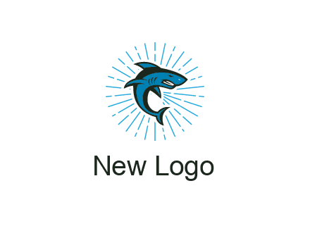 spark in circle behind angry shark 