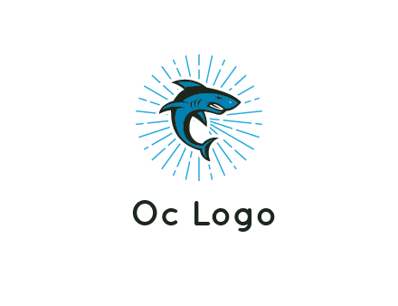 spark in circle behind angry shark 