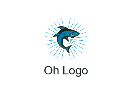 spark in circle behind angry shark 