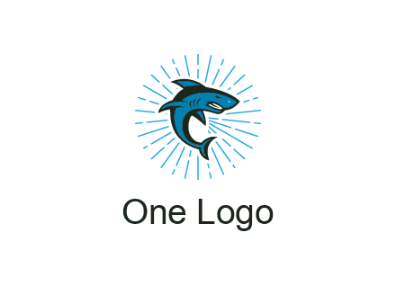 spark in circle behind angry shark 