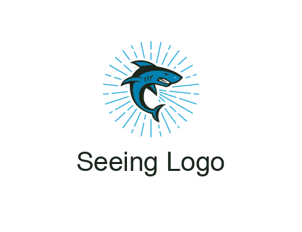 spark in circle behind angry shark 