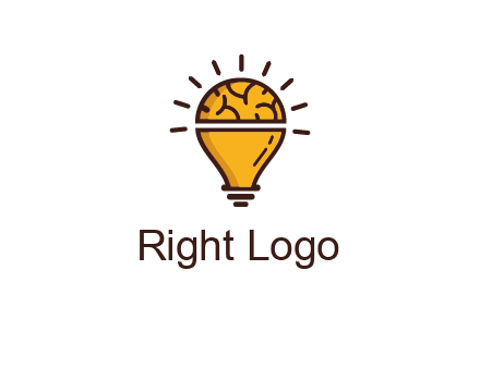 light bulb with brain