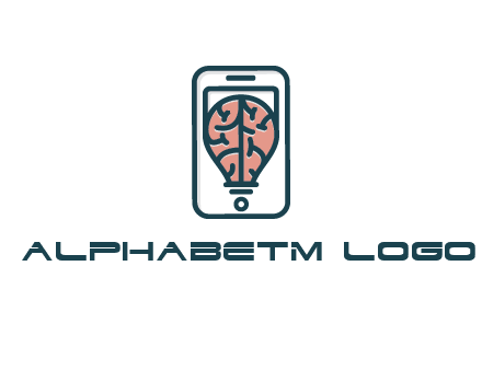 line art brain in smartphone