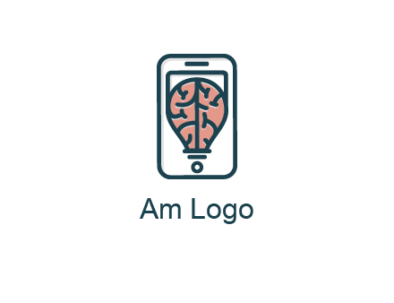 line art brain in smartphone