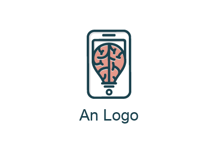 line art brain in smartphone