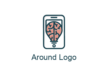 line art brain in smartphone