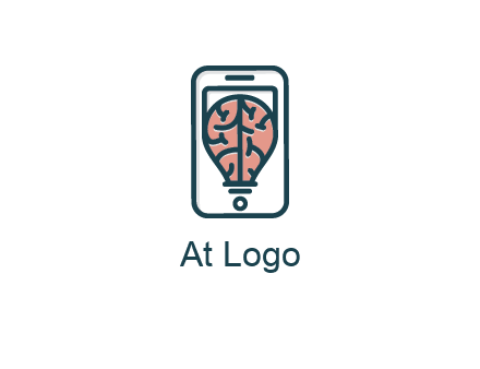 line art brain in smartphone