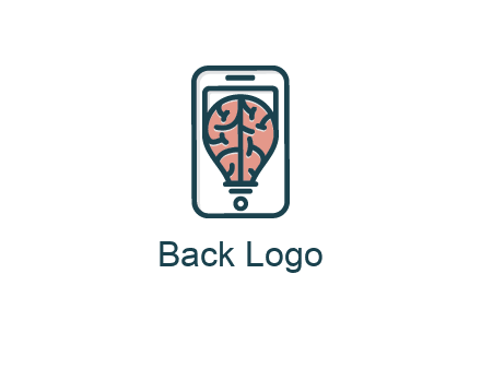 line art brain in smartphone