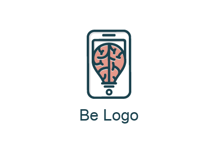 line art brain in smartphone