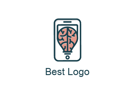 line art brain in smartphone