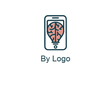 line art brain in smartphone