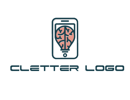 line art brain in smartphone