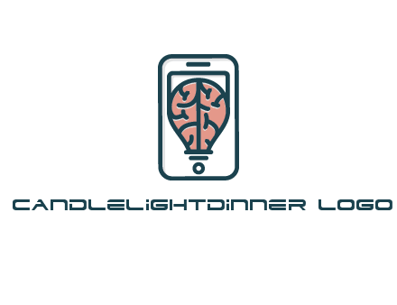 line art brain in smartphone