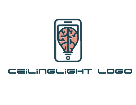 line art brain in smartphone