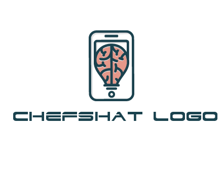 line art brain in smartphone