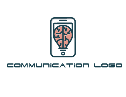 line art brain in smartphone