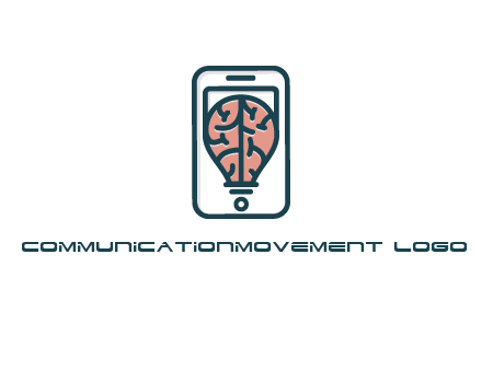 line art brain in smartphone
