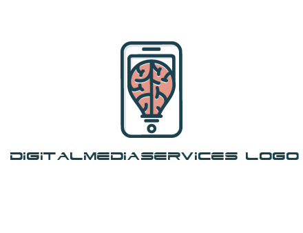 line art brain in smartphone