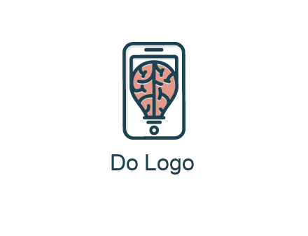 line art brain in smartphone